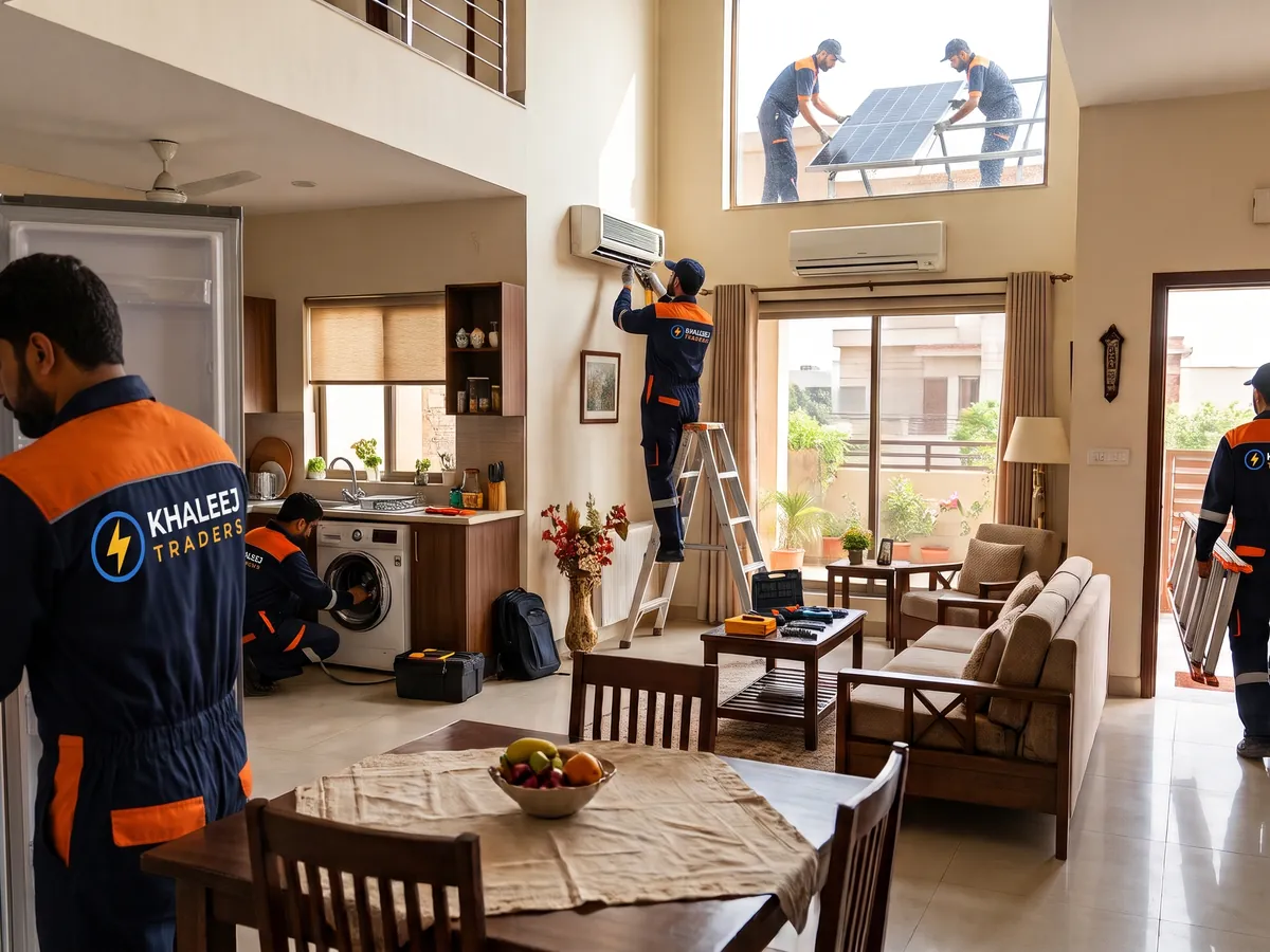 Khaleej Traders technicians at work in a Lahore home